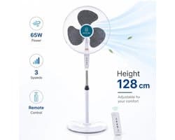 Cventrix Ventilator - Ventilatoren - Ventilator Staand - Statiefventilator Met Afstandsbediening - Multifunctionele Staande Ventilator - 128 cm
