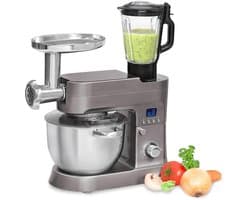 Krachtige Planetaire Mixer 1200W met 6.2L RVS Kom, Inclusief Deegkneedhaken, Garde en Vleesmolen