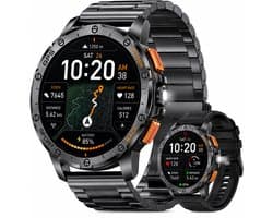Royal Empire HD GPS Smartwatch - Smartwatch Heren - AMOLED Scherm - Stappenteller - Bloeddrukmeter - Hartslagmeter - Slaapmonitor - Multisport - RVS & TPU bandje - 45mm - Geschikt voor alle Smartphones - Zwart
