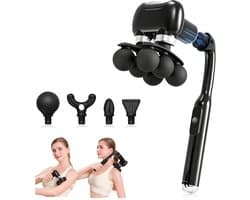 SnelShoppen - Massage gun - Grote massager met innovatief ontwerp, 6 intensiteitsniveaus, 4 opzetstukken, afneembare handgreep en 2-in-1 functie voor