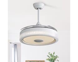 FloraGrace Ventilator – 42 Inch Met Verlichting En Afstandsbediening – PC – Wit – Plafondventilator Voor Woonkamer Slaapkamer Met RGB