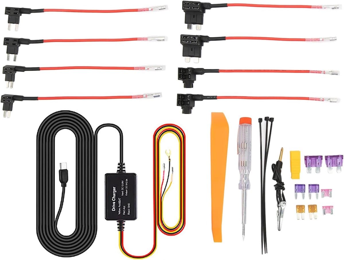 SnelShoppen - Dash Cam Hardwire Kit 12V-28V naar 5V, USB Adapter met Oververhittingsbescherming voor Auto Dashboard Camera, GPS Navigatie en Detector — afbeelding 1