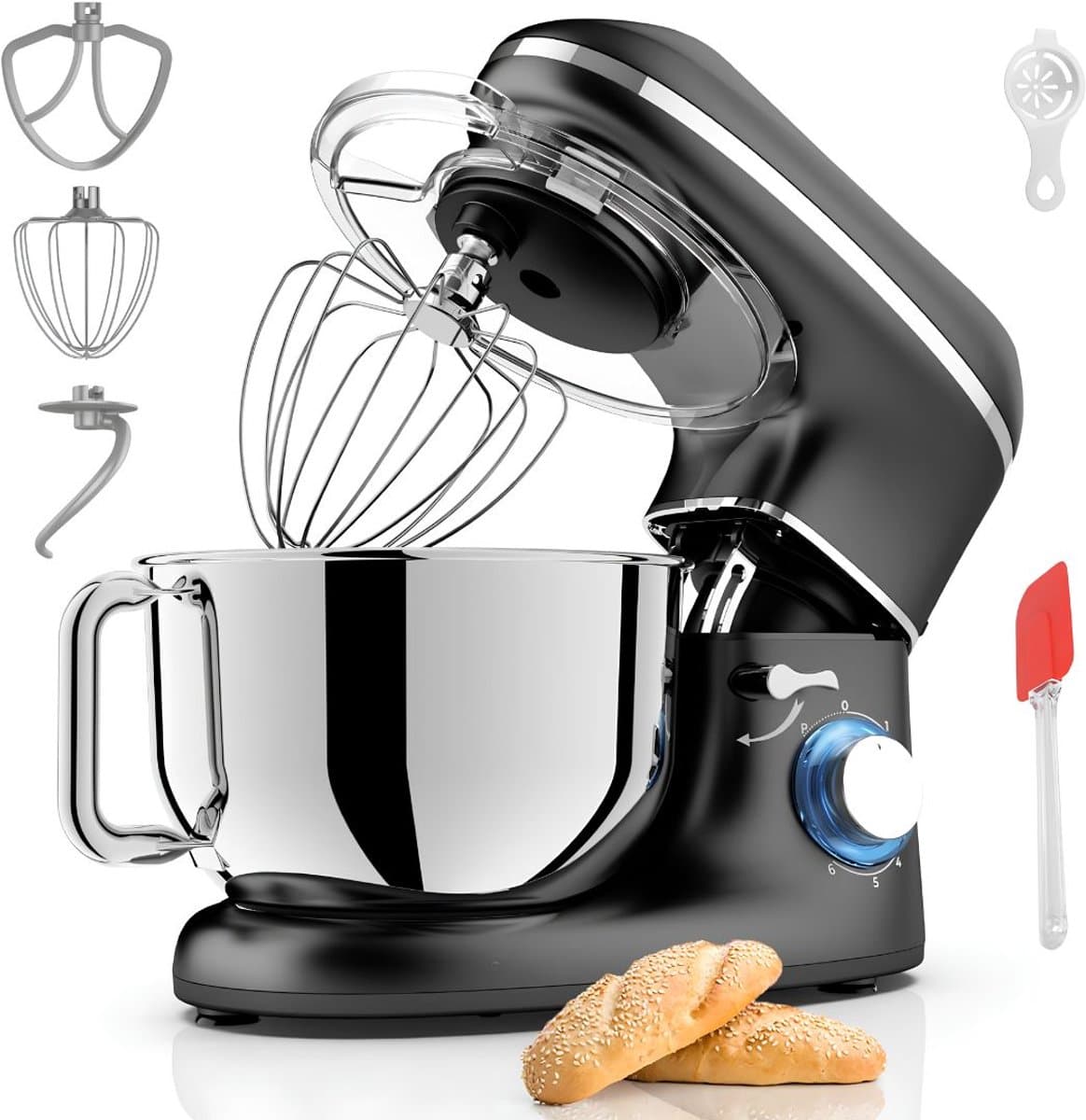 Lìon® Deegmachine - Mixer met Kneedhaak - Kneedmachine - Zwart - 38cm x 24cm x 32cm — afbeelding 1