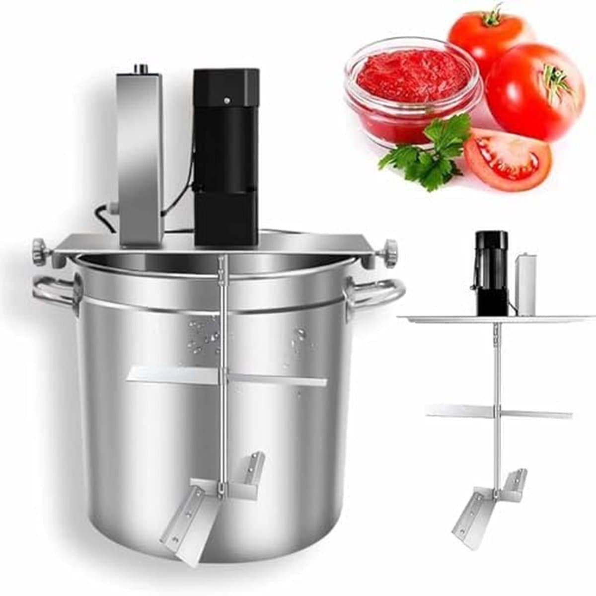 Elektrische Keukenmixer - Roestvrijstalen Mixer - Grote Hoeveelheden Mengen - Drielaagse Bodem - 25L - Zilver — afbeelding 1