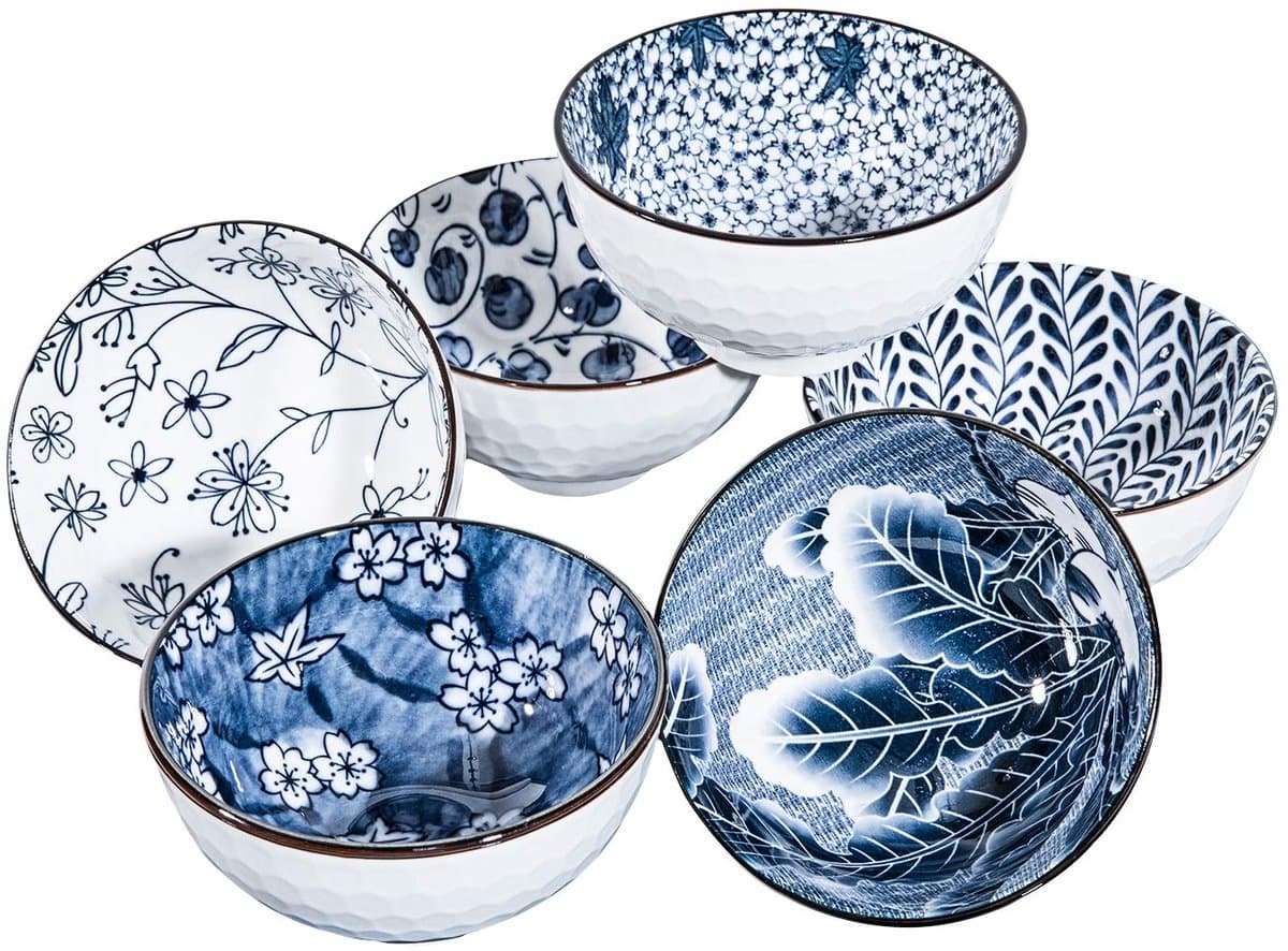 Dailygoods - Japanse Keramische Rijstkommen Set van 6 - Magnetron Veilig — afbeelding 1