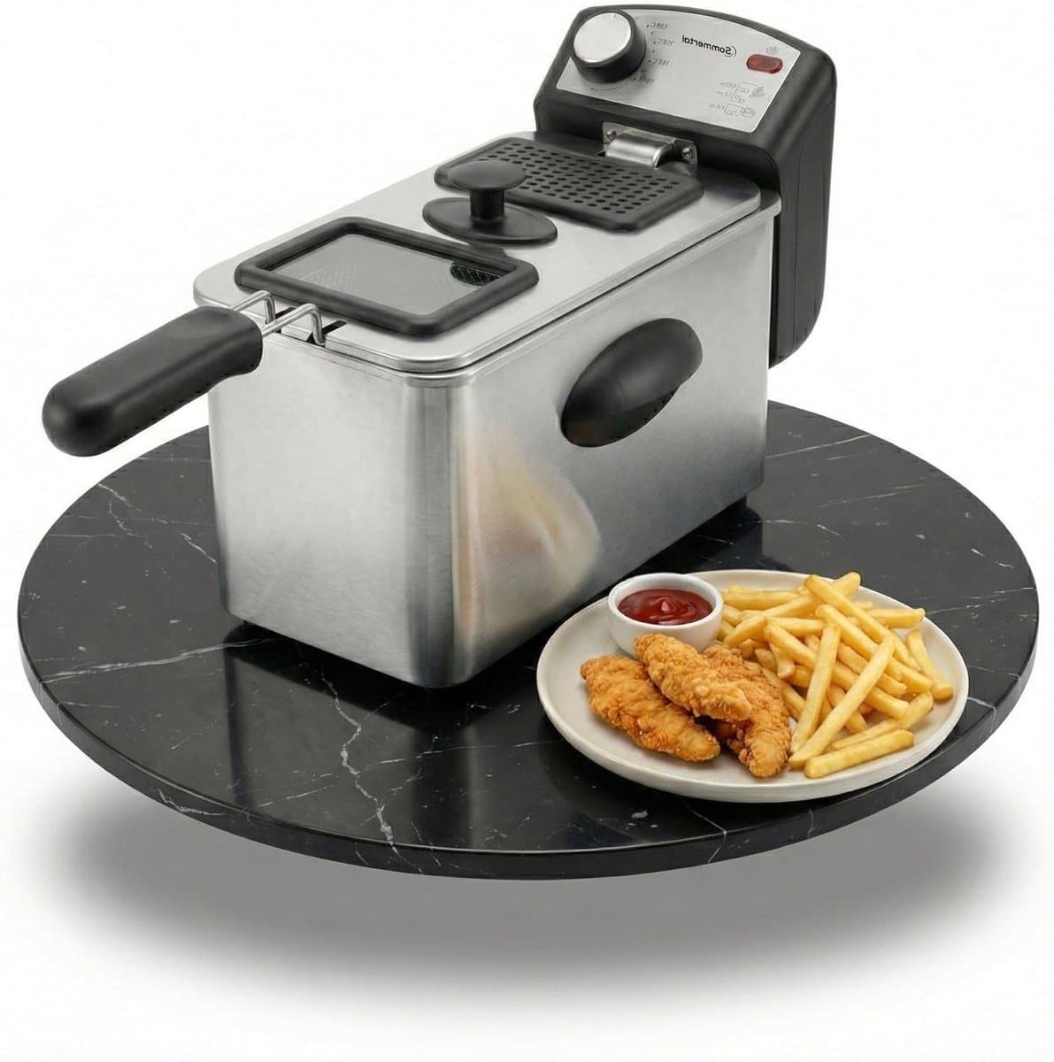 Friteuse met Olie - Huishoudelijke Friteuse - Thuis Frituren - Direct Verwarmings Element - 3 Liter - Zilver — afbeelding 1