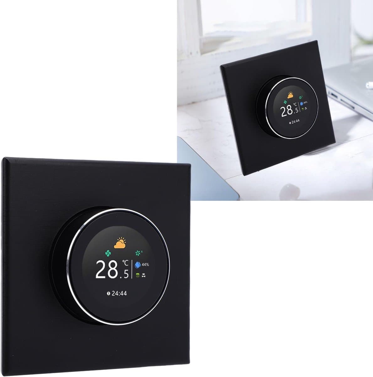 Slimme Thermostaat - Temperatuurregelaar Slimme Knop - Energie Besparen - Kleurendisplay Touchscreen - 16A - Zwart — afbeelding 1