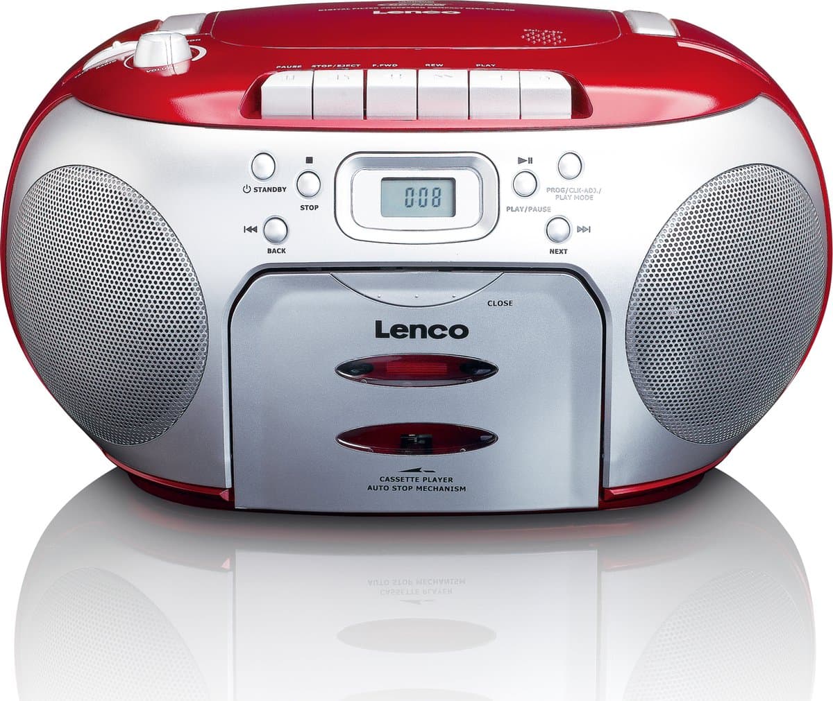 Lenco SCD-420RD - Draagbare radio CD speler met MP3 optie en koptelefoon - Rood — afbeelding 1
