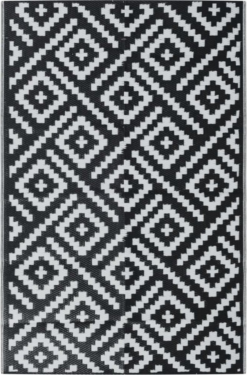 vidaXL - Buitenkleed - ARAKIL - 190x290 - cm - PP - wit - en - zwart — afbeelding 1