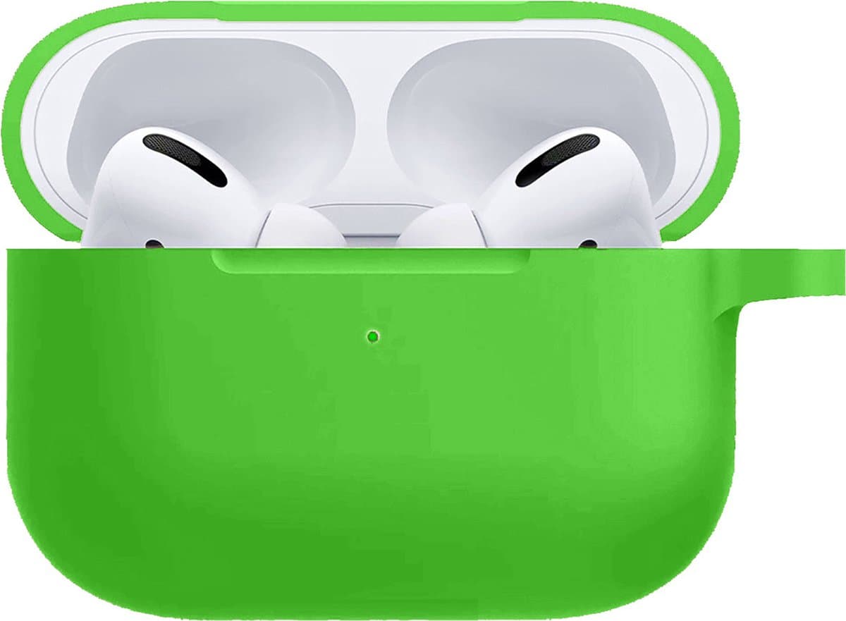 Hoesje - Geschikt voor Apple AirPods Pro 2 - met Clip - Siliconen Hoes - Silicone Case Cover - Groen — afbeelding 1