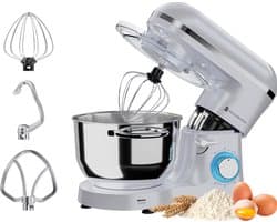 KitchenBrothers 2000W Keukenmachine - Keukenrobot - 6,2L - Mixer met Mengkom - Keukenmixer - BPA-vrij - Parelwit