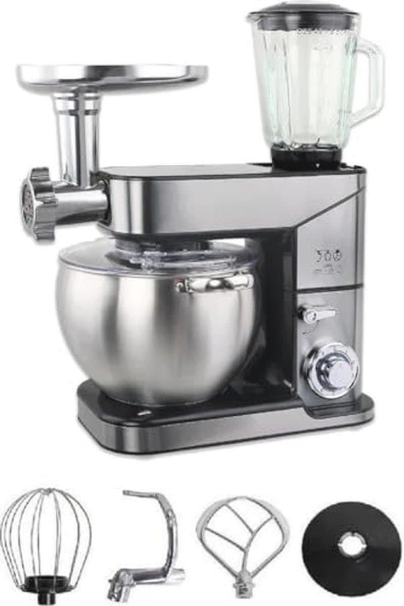 Multifunctionele 3-in-1 Keukenrobot met Hakmolen, Blender en Kneedmachine - 2000W, 12L, Grijs — afbeelding 1