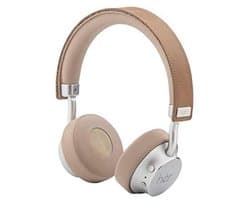 Draadloze on-ear Bluetooth hoofdtelefoon met microfoon, verstelbare beugel en draagtas - Beige/Nude