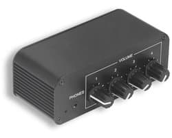Mini Stereo Mixer met 4 Kanalen en Hoofdtelefoonuitgang - Geluidsversterker voor Microfoon en Gitaar