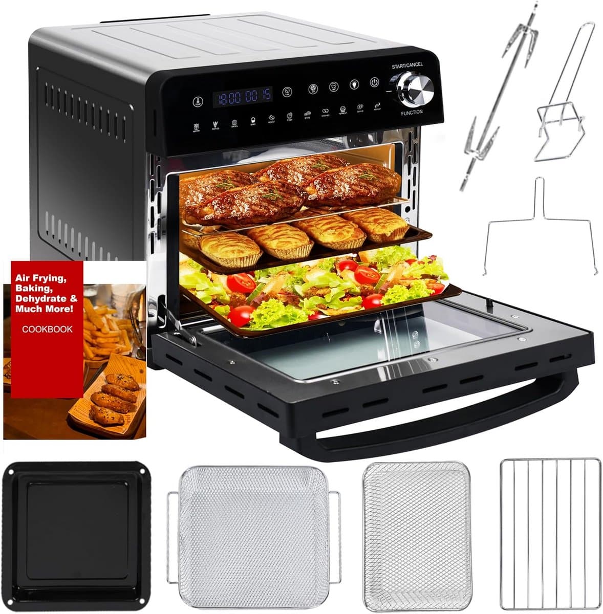 Mini Oven met Airfryer Functies - 14L, 1800W, 11-in-1 met Aanraakscherm en 7 Accessoires — afbeelding 1