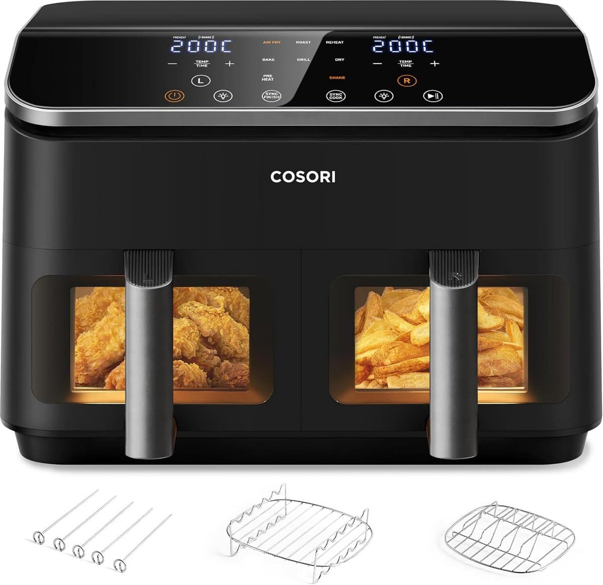 Heteluchtfriteuse met Dubbele Kamer - 8.5L - 6-in-1 Functies - Zichtvenster — afbeelding 1