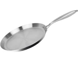 Cheffinger, Crêpepan 28 cm van Roestvrij Staal Geschikt voor Alle Warmtebronnen Inductie, Zilver