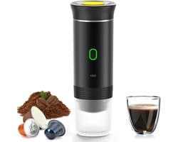 Draagbaar Koffiezetapparaat - 60ml - Capsule Koffie - 12V 6A 72W - Gemalen Koffie - Oplaadbaar - Cups - Auto en Camping - Snelle Verwarming voor Kantoor, Reizen, Camping, Thuis - Zwart