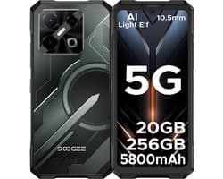 DOOGEE Blade GT Play Telephone Portable Incassable 5G Smartphone Effet de Lumière LED 6,72"+ 120Hz Dimensity D7050 20Go+256Go,Zwart