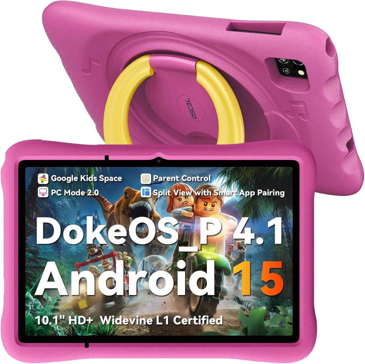OSCAL Pad 60 Kids Tablet - 10.1 Inch - 12GB RAM - 128GB ROM - 5100 mAh - Android 15 - WiFi 6 - Roze — afbeelding 1