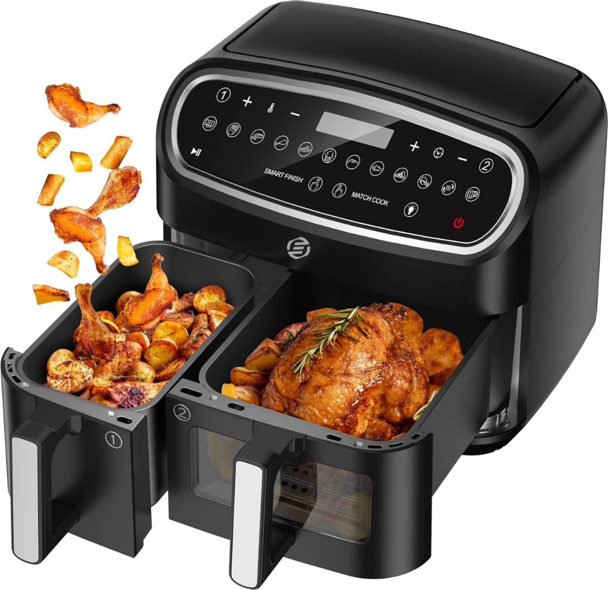 Equivera Dubbele Airfryer - Dubbele Mand - Dual Cook - Heteluchtfriteuse - Verschillende Programma's - Dual Zone - Mega — afbeelding 1