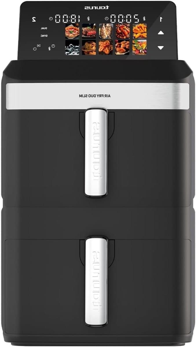 Airfryer met Twee Manden - Dubbele Airfryer - Grote Maaltijden Bereiden - Slimme Dubbele Technologie - 13 Liter Capaciteit - Zwart — afbeelding 1