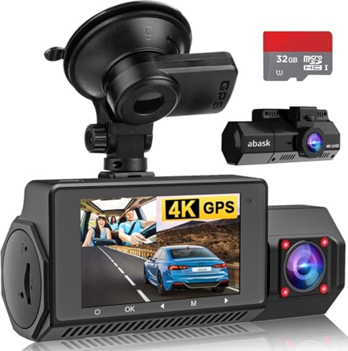 4K Dashcam - Autocamera GPS - Veilig Rijden - 310° Groothoek - Max 256GB - Zwart — afbeelding 1