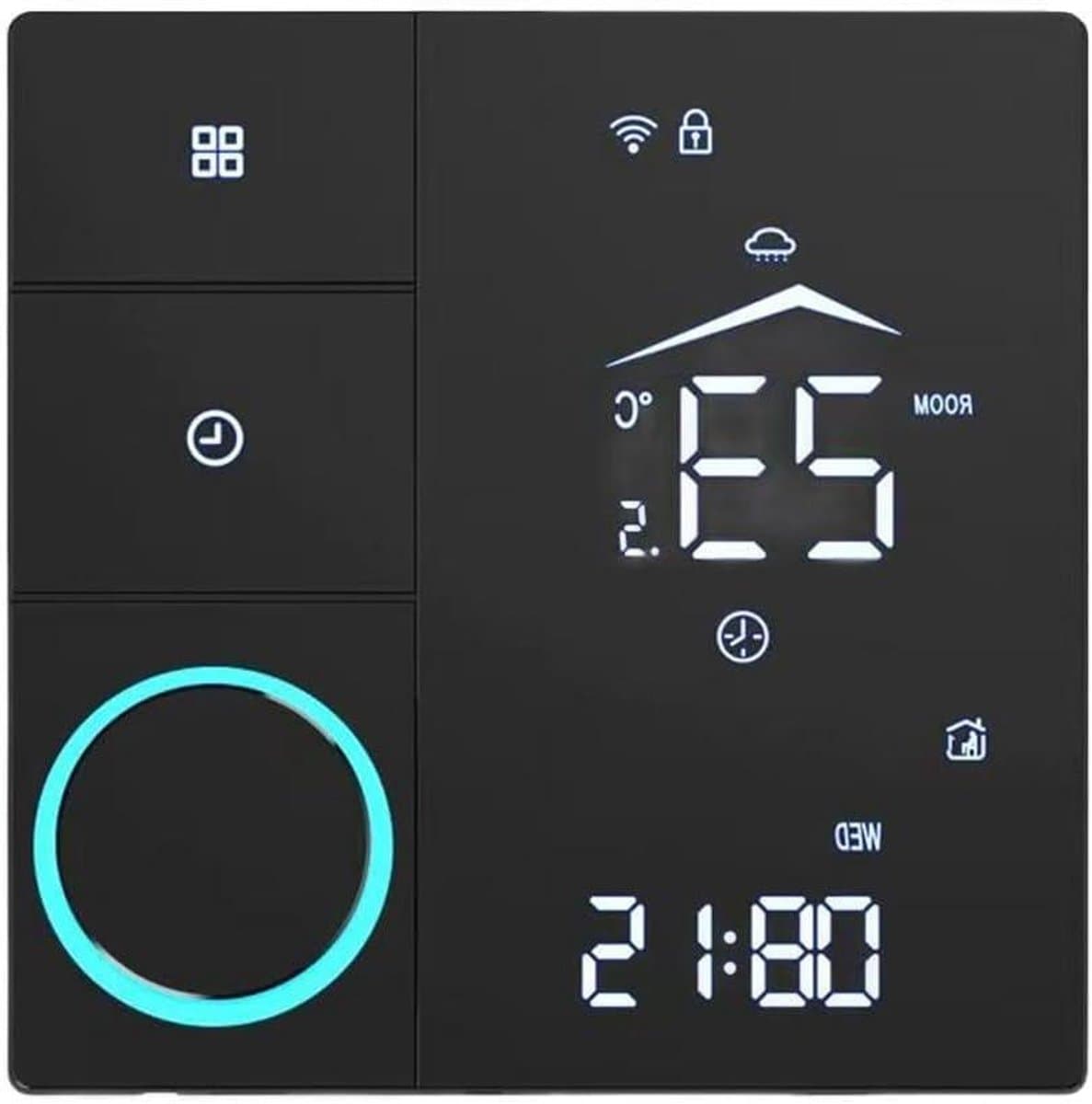 Slimme thermostaat - Temperatuurregelaar - Energie besparen - Spraakbesturing compatibel - 8x8x4 cm - Zwart — afbeelding 1