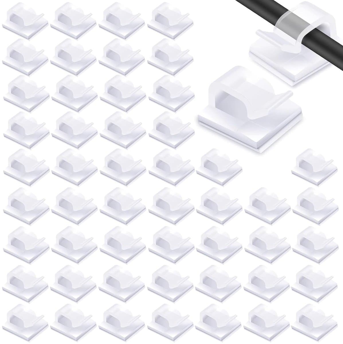 Transparante Mini Outdoor Kabelclips - 60 Stuks Zelfklevende Kabelhouders voor Wires en Cables van 0.1 tot 0.5 cm, Ideaal voor Organisatie en Beveiliging — afbeelding 1