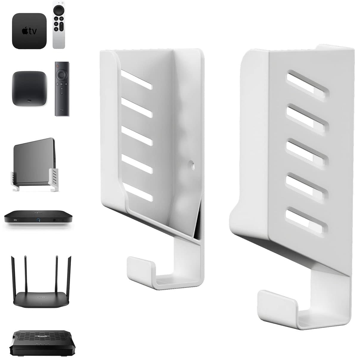 Store_9 - Universele wandhouder - Router houder - Multifunctionele opbergaccessoire - Wit - TV-box houder - Geschikt voor laptops en netwerkswitches — afbeelding 1