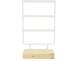 Sieradenopbergrek met 36 Gaten - Metaal Sieraden Display Stand voor Oorbellen en Kettingen met Houten Basis