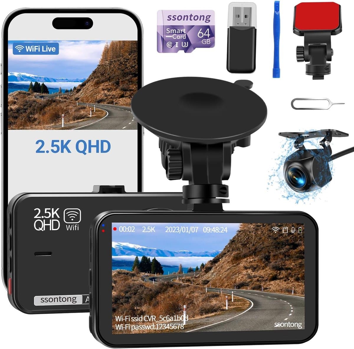 Dashcam voor Auto - Dual - Camerabewaking - Full HD - Zwart — afbeelding 1