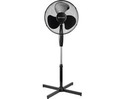 BRASQ Statiefventilator – 40 cm – Zwart - In hoogte verstelbaar – 3 snelheden - 40 Watt