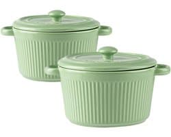 Set van 2 Mini Cocottes met Deksel voor Oven en Magnetron