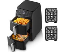 ITRONIQ Airfryer 11 Liter – Dubbele Heteluchtfriteuse 2500 Watt – 2 Bakken – 8 Programma's – Digitaal Touchscreen – Zwart