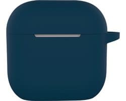 Hoesje - Geschikt voor Apple AirPods 4 - met Clip - Siliconen Hoes - Silicone Case Cover - Navy
