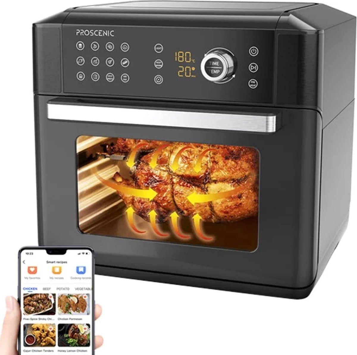 AirFryer XXL - Air Fryer - Heteluchtfriteuse - App control - Oven - Rotisserie - Dehydrator - Touch Screen - Turbo functie - 12 in 1 - 1700 watt — afbeelding 1
