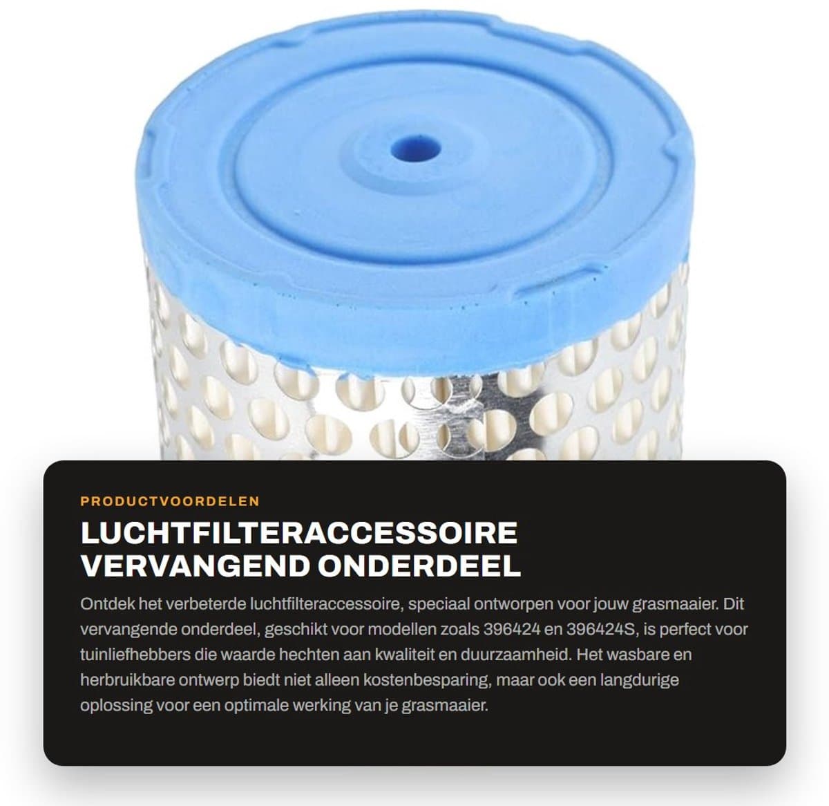Dailygoods- Luchtfilter Wasbaar - Geschikt voor Briggs 396424/396424S - Vervangend Onderdeel - Kunststof - Hoge Luchtstroom - Uitstekende Filtratie - Grasmaaierfilter — afbeelding 1