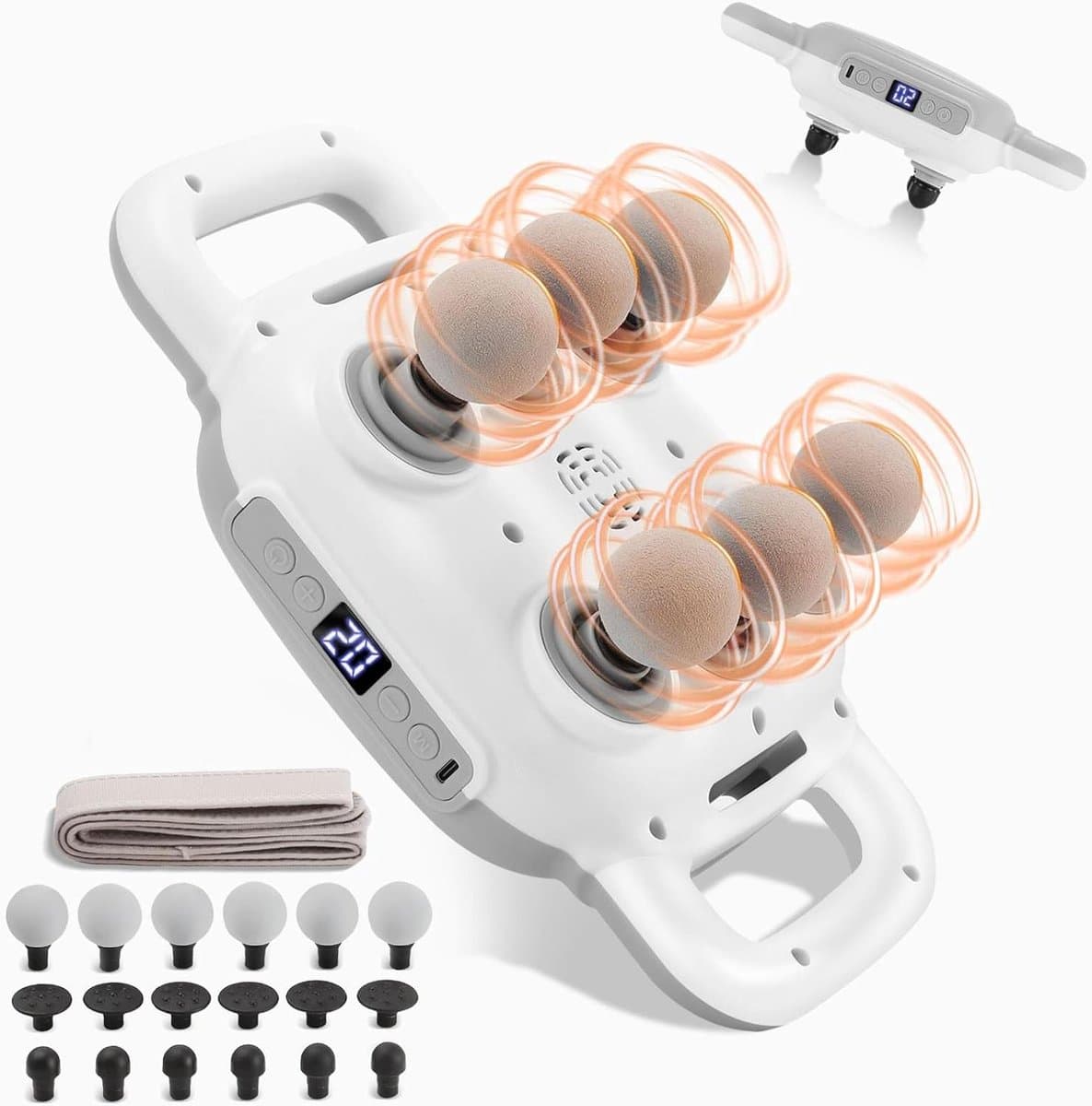 Massagepistool - Spierstimulator - Spierontspanning - Zes massagekoppen - 095 kg - Zwart — afbeelding 1