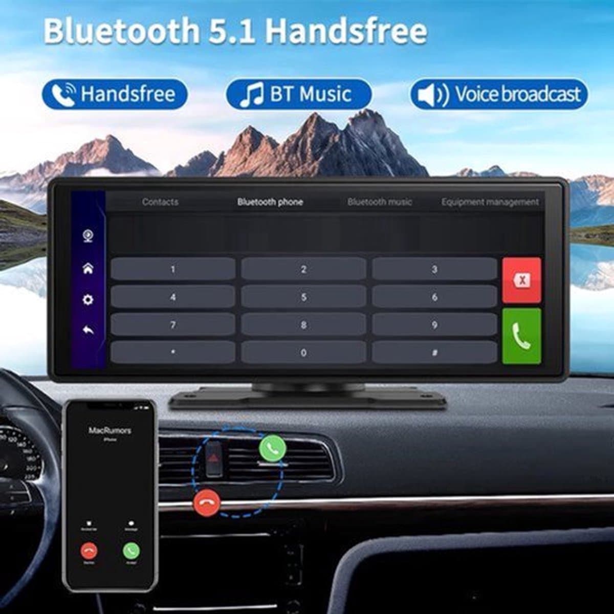 E64 - Dashcam voor Auto - WiFi - Dashcams - FullHD video - Super compact - Parkeermodus - 16:9 - 10.26 inch Scherm - Met Achteruitrijcamera - Zwart — afbeelding 1