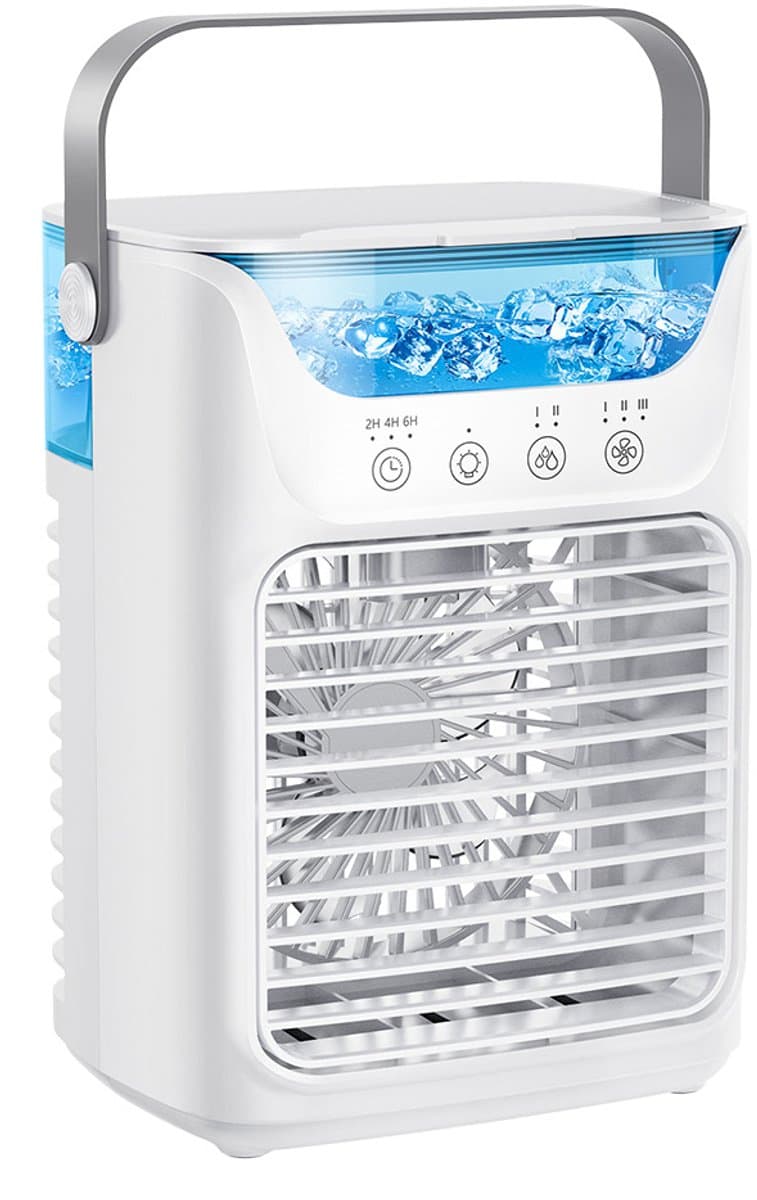 Mobiele Airco - 4-in-1 Luchtkoeler - Draagbare Aircooler met Luchtbevochtiger en Nachtlamp - 3 Snelheden - Timer - Voor Thuis en Kantoor - Wit — afbeelding 1