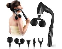 Dubbele Massage Gun - Spierontspanningspistool - Spierherstel na sport - Verlengde U-handgreep - 12 snelheden - Zwart