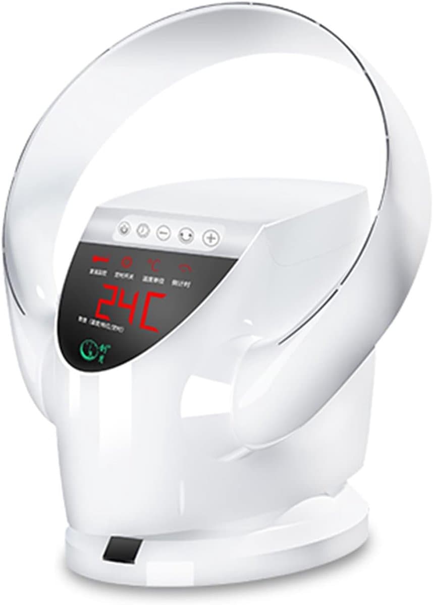 Bladloze Wandventilator - Stille Ventilator Bladeless Fan - Ruimte Koelen - Met Afstandsbediening - 90° Oscillatie - Wit — afbeelding 1