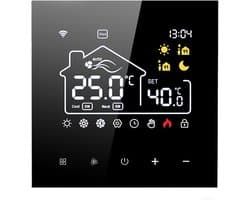 Slimme thermostaat - Temperatuurregelaar - Comfort regelen - App en spraakbesturing - 86x86mm - Zwart