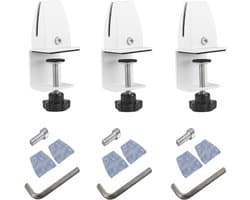 Set van 3 verwijderbare bureauschermclips van witte aluminiumlegering voor eenvoudige bevestiging en optimale bureauverdeling
