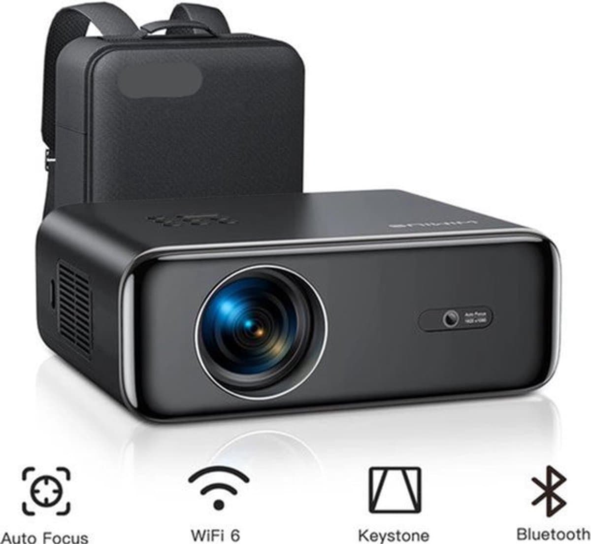 Beamer - Projector - Mini Projector - 4K - FHD 1080P - 26000 Lumen - Auto Focus & Keystone - WIFI 6 & Bluetooth – Draagbare - Home Theater Beamer – EU Plug - Zwart — afbeelding 1