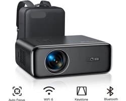 Beamer - Projector - Mini Projector - 4K - FHD 1080P - 26000 Lumen - Auto Focus & Keystone - WIFI 6 & Bluetooth – Draagbare - Home Theater Beamer – EU Plug - Zwart