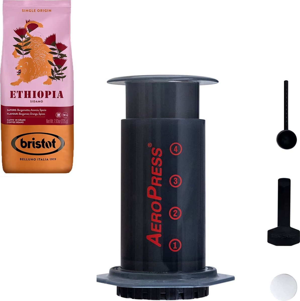 Aeropress Coffee Maker + Bristot Ethiopia Sidamo single origin koffiebonen — afbeelding 1