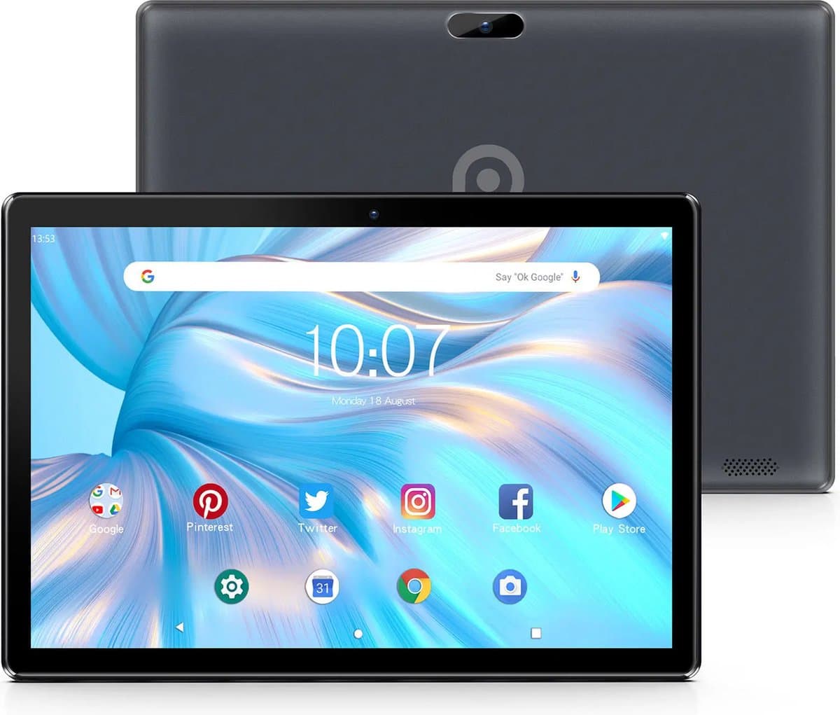 Elementkey Ai-Touch 10 – 10.1 Inch Tablet – 64GB Intern + 64GB Micro SD – Voor En Achtercamera – Android 13 - IPS-scherm – 2GB RAM - Werk & Entertainment - SIM – Donker Grijs — afbeelding 1