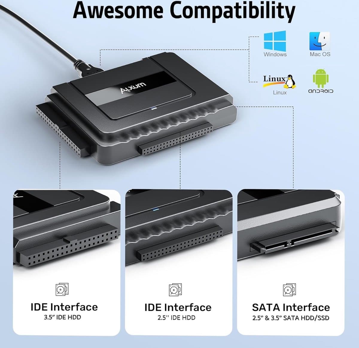Harde Schijf Lezer voor 2,5/3,5 inch IDE HDD en SATA — afbeelding 1